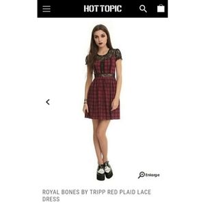 Royal Bones by Tripp Red Plaid Lace Dress